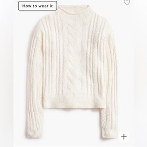 J Crew Rollneck Cable Sweater in Ivory